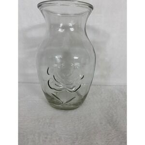 Clear Glass Rose Flower Embossed Vase Bud Vase Home Decor Floral‎ Display